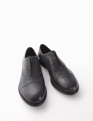 Zapatos de cordones tacón 2 cm azul cuero