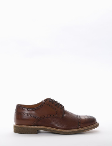 Zapatos de cordones tacón 2 cm marrón cuero
