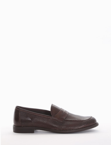Mocasines tacón 2 cm marrón oscuro cuero