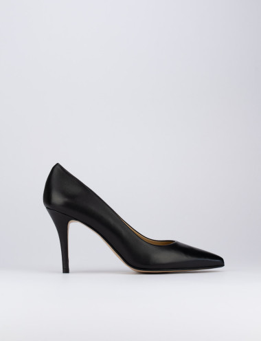 Zapatos de salón tacón 7 cm negro cuero