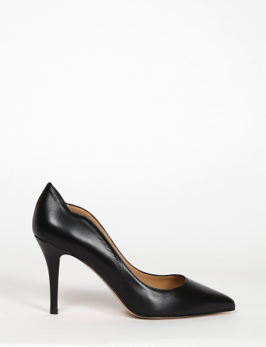 Zapatos de salón tacón 7 cm negro cuero