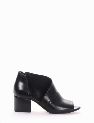 Botines de tacón alto tacón 5 cm negro cuero