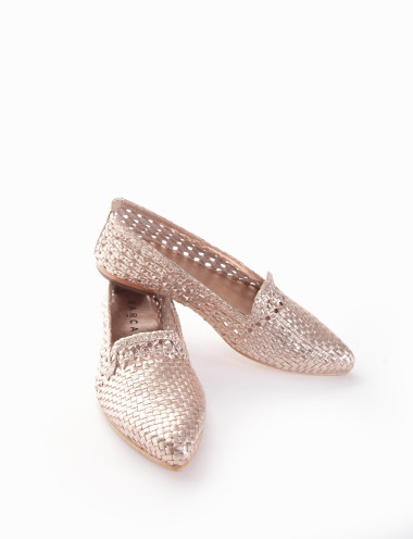 Bailarinas tacón 1 cm oro cuero
