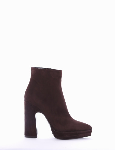 Botines de tacón alto tacón 10 cm marrón oscuro ante