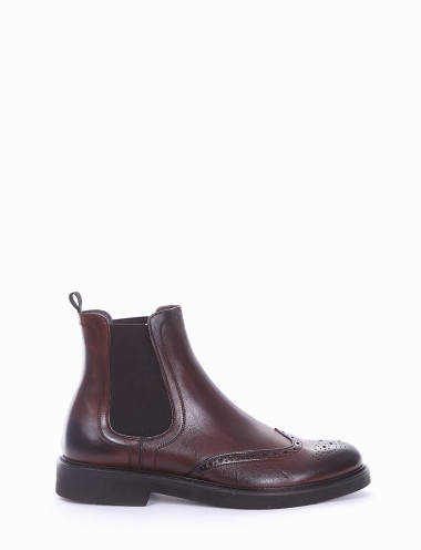 Botines tacón 2 cm marrón oscuro cuero