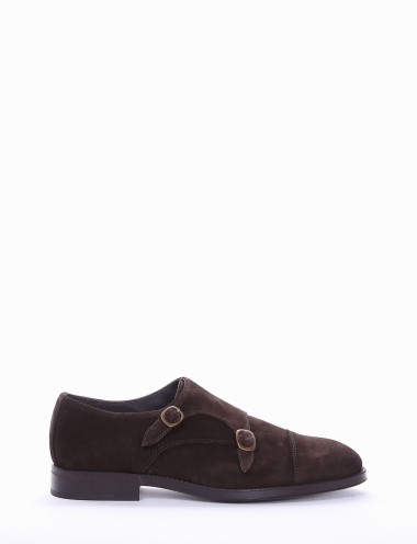 Zapatos de cordones tacón 2 cm marrón oscuro cuero