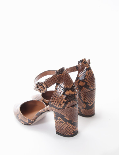 Décolleté heel 7 cm brown python