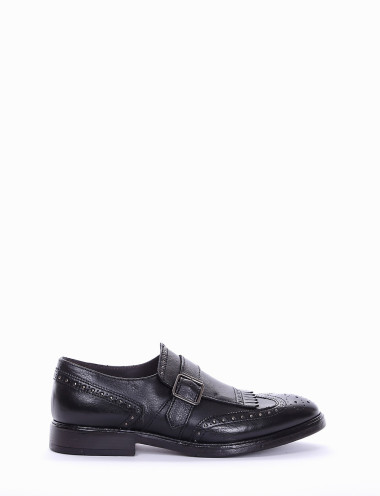 Zapatos de cordones tacón 2 cm negro cuero