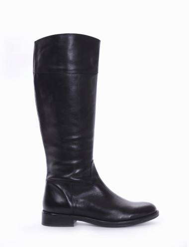 Botas de tacón bajo tacón 2 cm negro cuero
