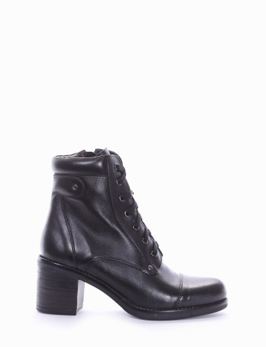 Botas militares tacón 5 cm negro cuero