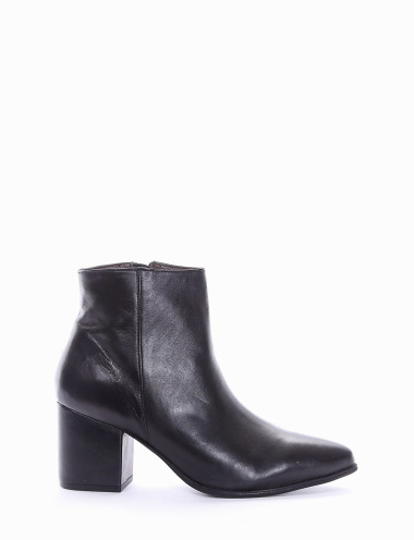 Botines de tacón alto tacón 5 cm negro cuero