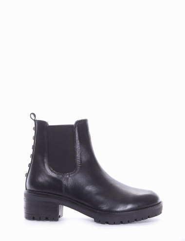 High heel ankle boots heel 5 cm black leather