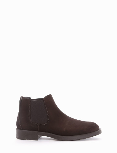 Botines tacón 2 cm marrón oscuro ante