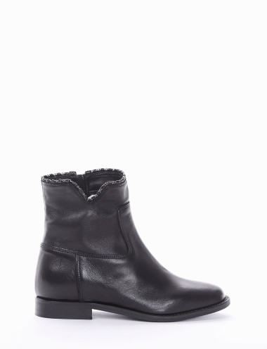 Botines de tacón bajo tacón 2 cm negro cuero