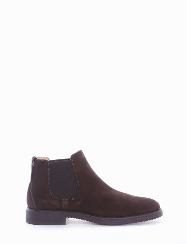 Ankle boots heel 2 cm dark brown chamois