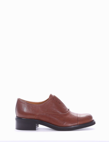 scarpa no lace tacco 3 cm cuoio