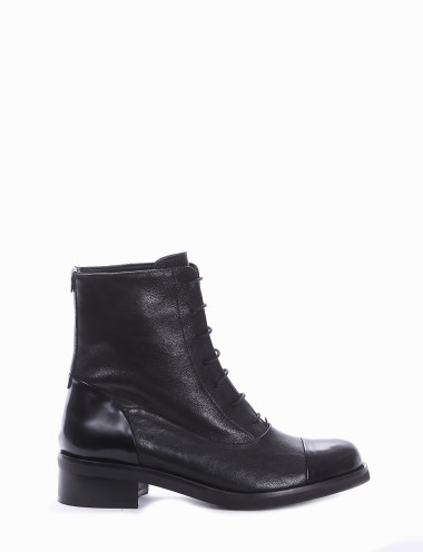 Botas militares tacón 3 cm negro cuero
