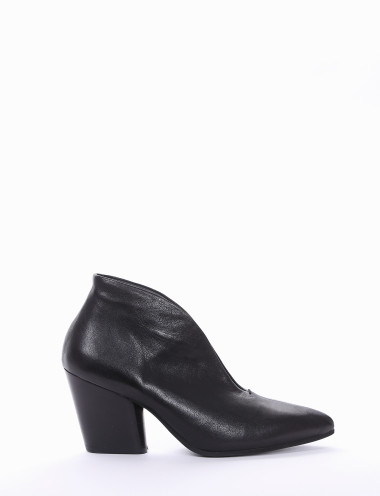 Botines de tacón alto tacón 7 cm negro cuero