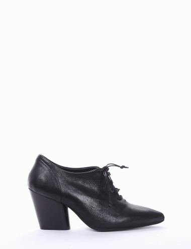 Zapatos de cordones tacón 7 cm negro cuero