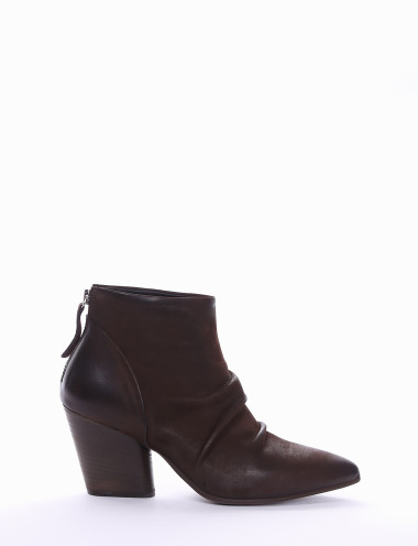 Botines de tacón alto tacón 7 cm marrón oscuro nobuk