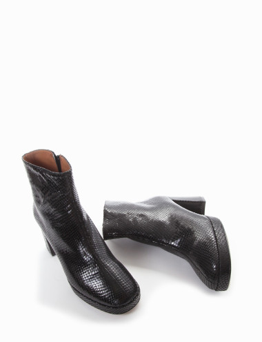 Botines de tacón alto tacón 8 cm negro pitón