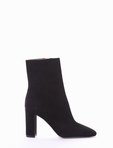 High heel ankle boots heel 9 cm black chamois