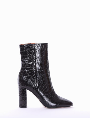 Botines de tacón alto tacón 10 cm negro efecto coco