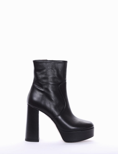 Botines de tacón alto tacón 11 cm negro cuero