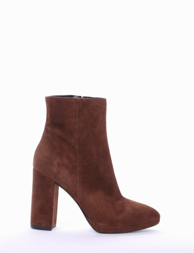 Botines de tacón alto tacón 9 cm marrón oscuro ante