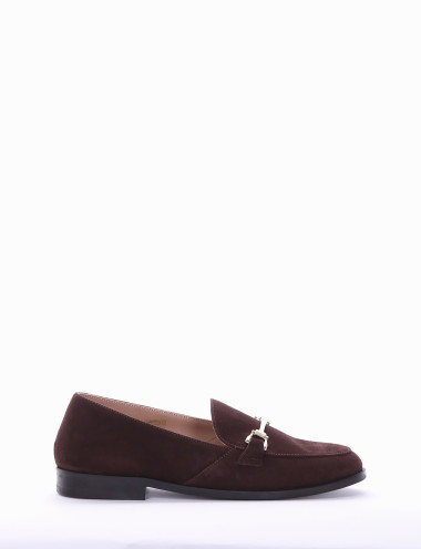 Mocasines tacón 1 cm marrón oscuro ante