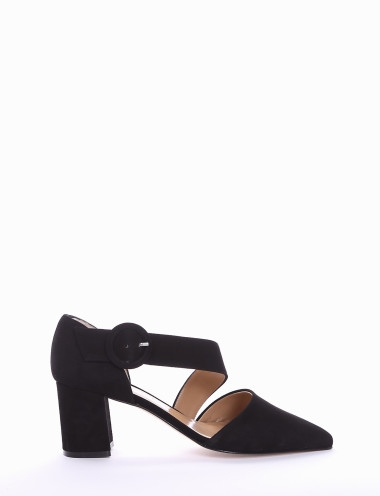 Décolleté heel 6 cm black chamois