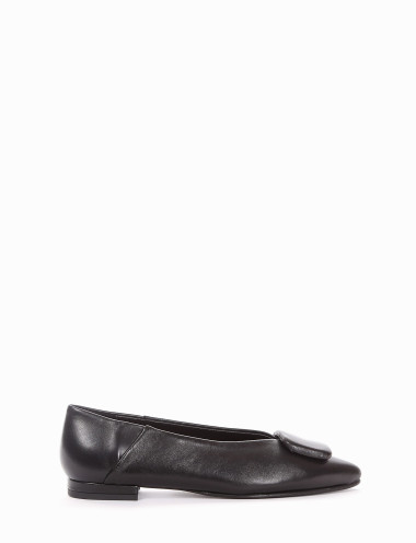 Bailarinas tacón 1 cm negro cuero