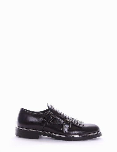 Zapatos de cordones tacón 2 cm negro cuero