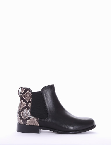 Low heel ankle boots heel 2 cm black leather