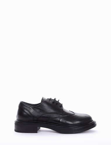 Zapatos de cordones tacón 3 cm negro cuero