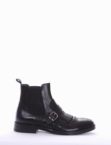Ankle boots heel 2 cm black leather