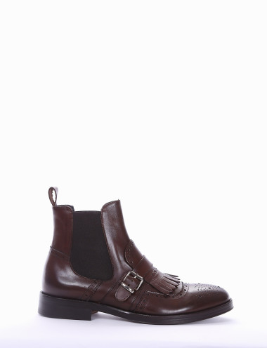 Botines tacón 2 cm marrón oscuro cuero