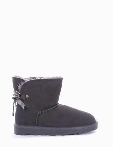 Botines de tacón bajo gris ante