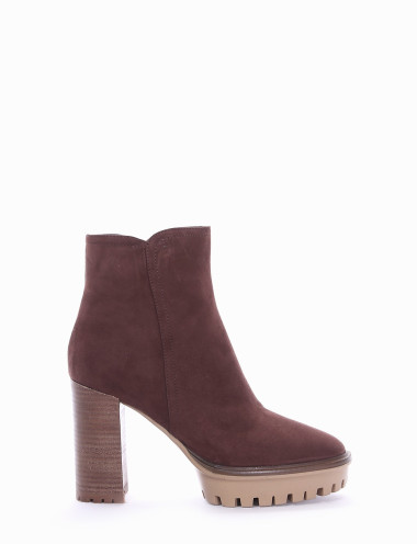 Botines de tacón alto tacón 10 cm marrón oscuro ante