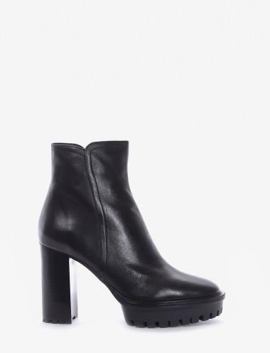 Botines de tacón alto tacón 10 cm negro cuero