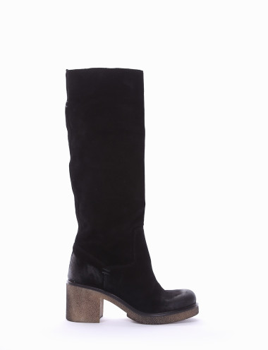 Botas de tacón alto tacón 5 cm negro ante