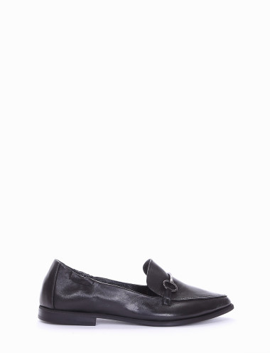 Loafers heel 1 cm black leather