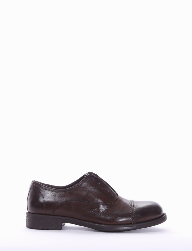 Zapatos de cordones tacón 2 cm marrón oscuro cuero