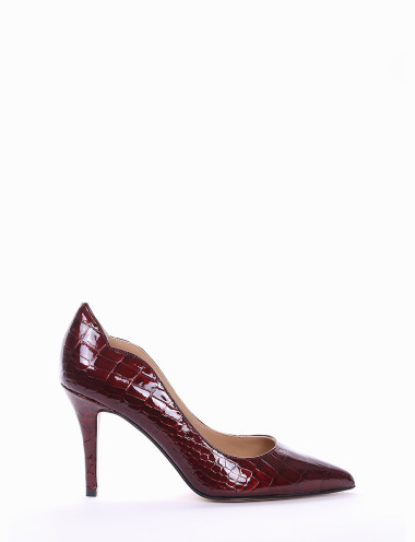 Zapatos de salón tacón 7 cm burdeos efecto coco