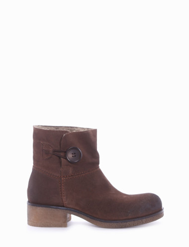 Botines de tacón bajo tacón 3 cm marrón oscuro ante