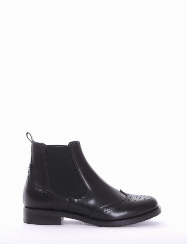 Botines de tacón bajo tacón 2 cm negro cuero