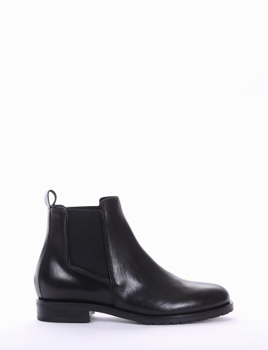 Botines de tacón bajo tacón 2 cm negro cuero