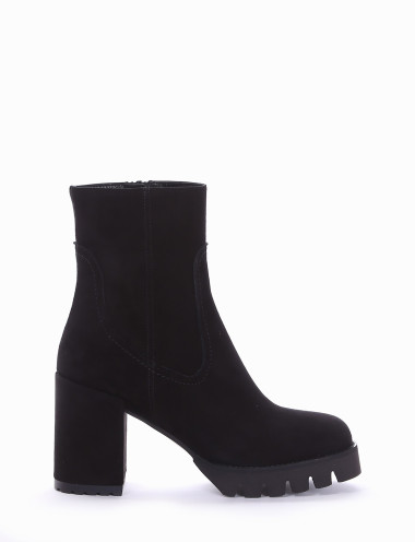 Botines de tacón alto tacón 7 cm negro ante