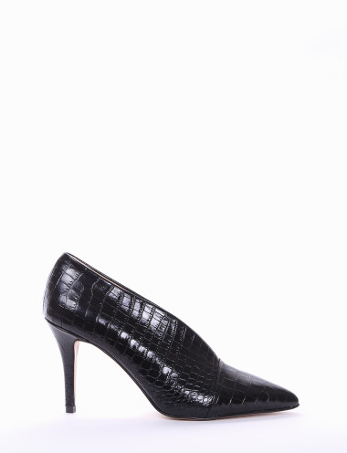 Zapatos de salón tacón 10 cm negro efecto coco