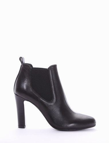 Botines de tacón alto tacón 8 cm negro cuero